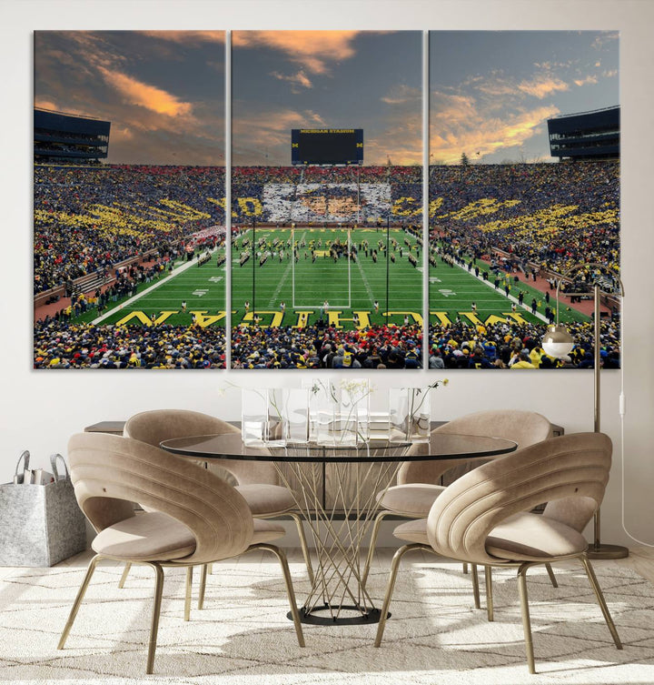 University of Michigan Wolverines Football Team Print - Ann Arbor Michigan Stadium Wall Art Canvas Print