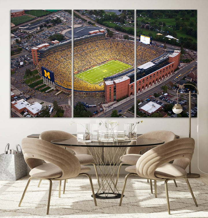 University of Michigan Wolverines Football Team Print - Ann Arbor Michigan Stadium Wall Art Canvas Print