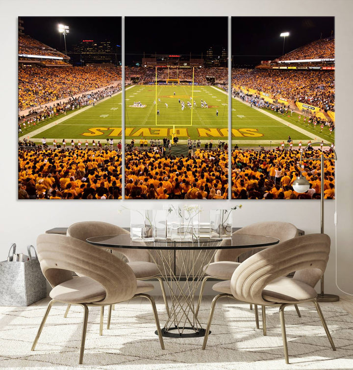 ASU Sun Devils Football Team Print - Phoenix Mountain America Stadium Wall Art Canvas Print