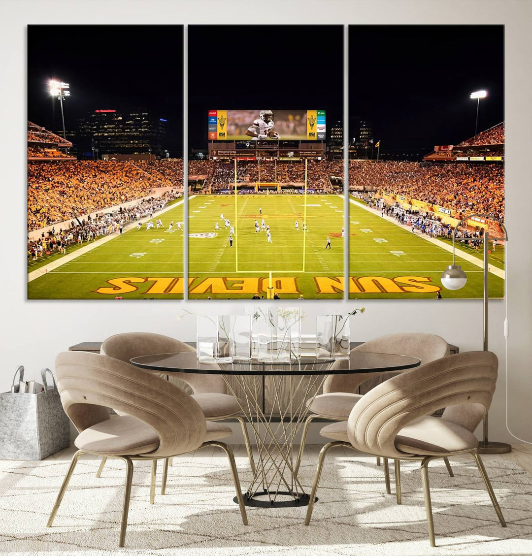 ASU Sun Devils Football Team Print - Phoenix Mountain America Stadium Wall Art Canvas Print