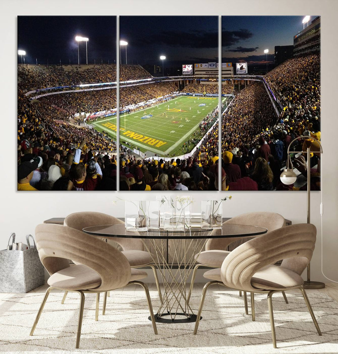 ASU Sun Devils Football Team Print - Phoenix Mountain America Stadium Wall Art Canvas Print