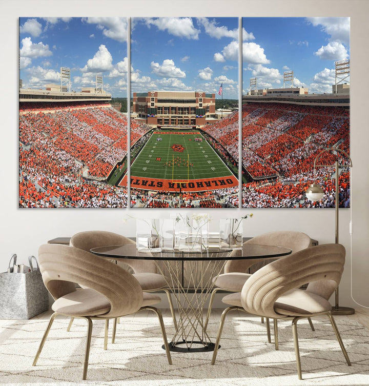 Oklahoma State Cowboys Football Team Print - Stillwater Boone Pickens Stadium Wall Art Canvas Print