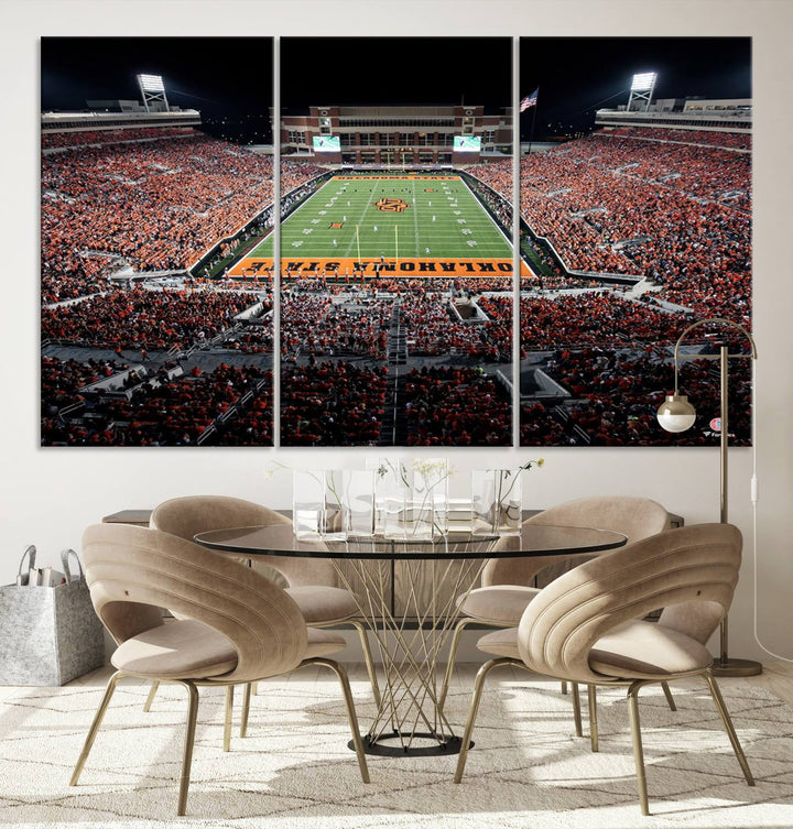 Oklahoma State Cowboys Football Team Print - Stillwater Boone Pickens Stadium Wall Art Canvas Print