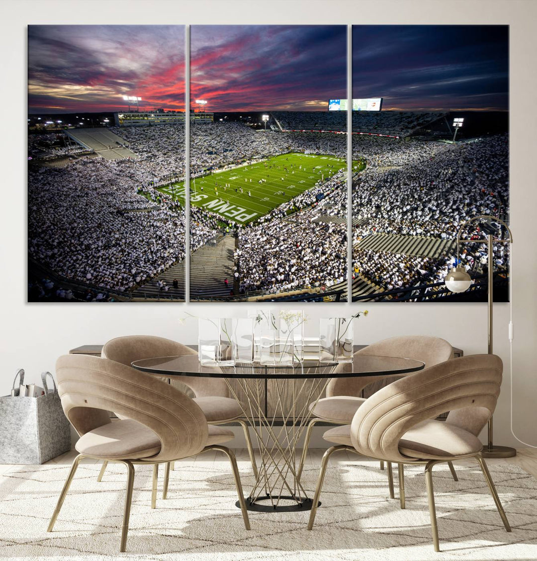 Penn State Nittany Lions Football Team Print - University Park Beaver Stadium Wall Art Canvas Print