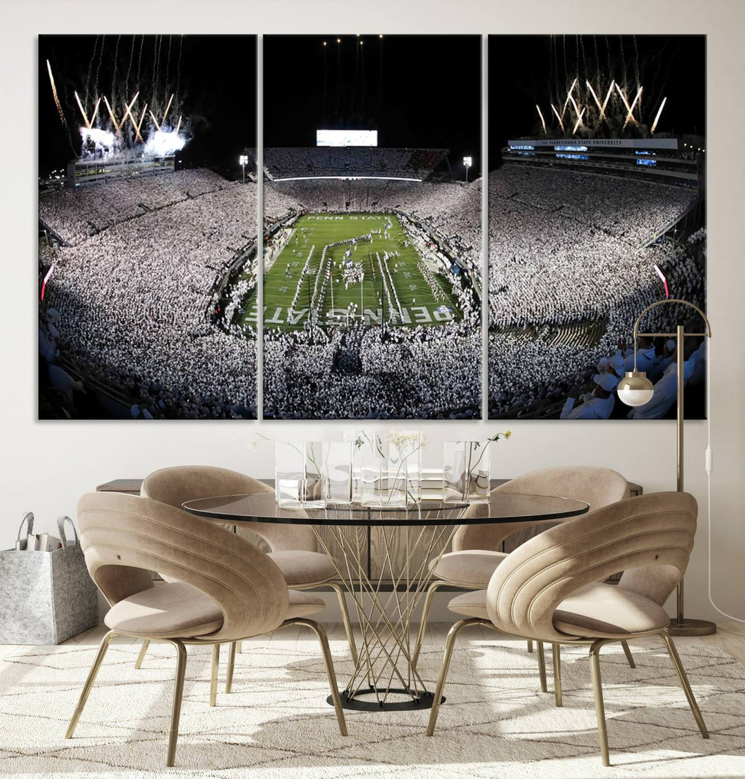 Penn State Nittany Lions Football Team Print - University Park Beaver Stadium Wall Art Canvas Print