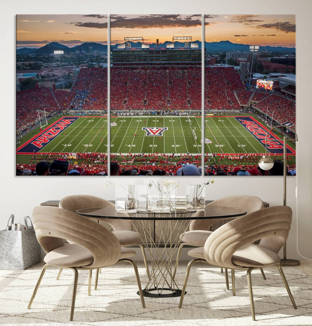 Arizona Wildcats Football Team Print - Tucson Arizona Stadium Wall Art Canvas Print