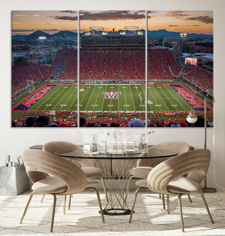 Arizona Wildcats Football Team Print - Tucson Arizona Stadium Wall Art Canvas Print