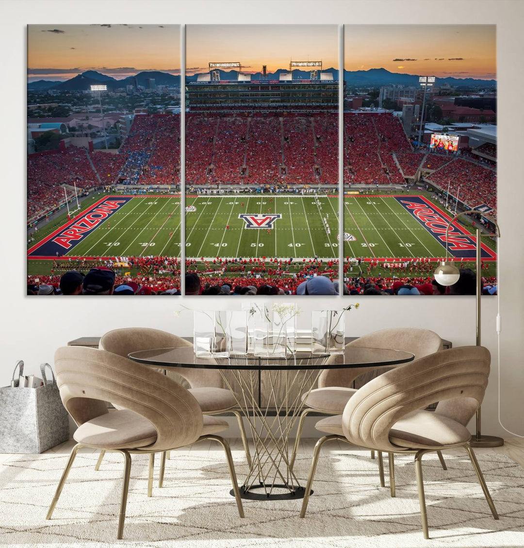 Arizona Wildcats Football Team Print - Tucson Arizona Stadium Wall Art Canvas Print