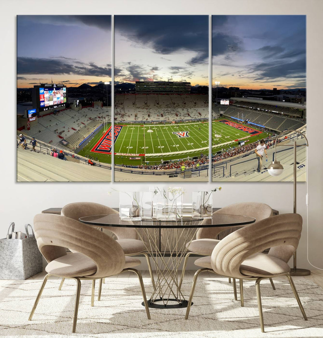 Arizona Wildcats Football Team Print - Tucson Arizona Stadium Wall Art Canvas Print