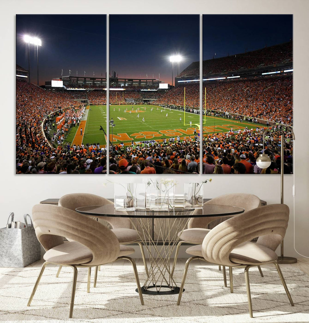 Clemson University Tigers Football Team Print - Clemson Memorial Stadium Wall Art Canvas Print