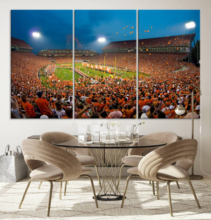 Clemson University Tigers Football Team Print - Clemson Memorial Stadium Wall Art Canvas Print