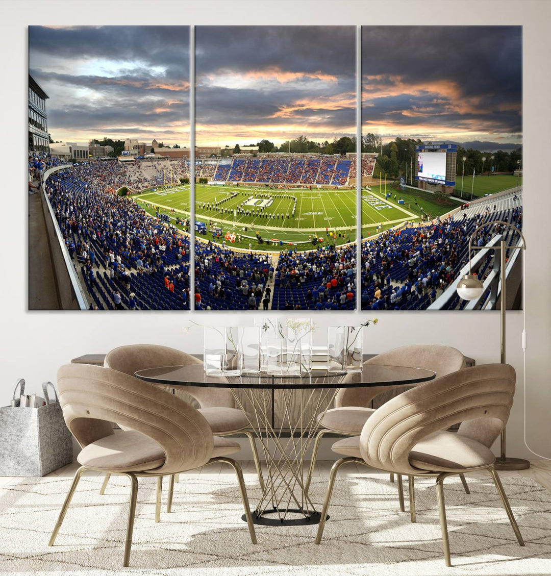 Duke University Blue Devils Football Team Print - Durham Wallace Wade Stadium Wall Art Canvas Print