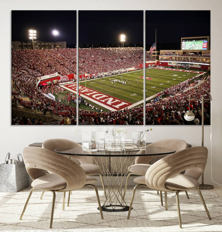 Indiana University Hoosiers Football Team Print - Bloomington Memorial Stadium Wall Art Canvas Print