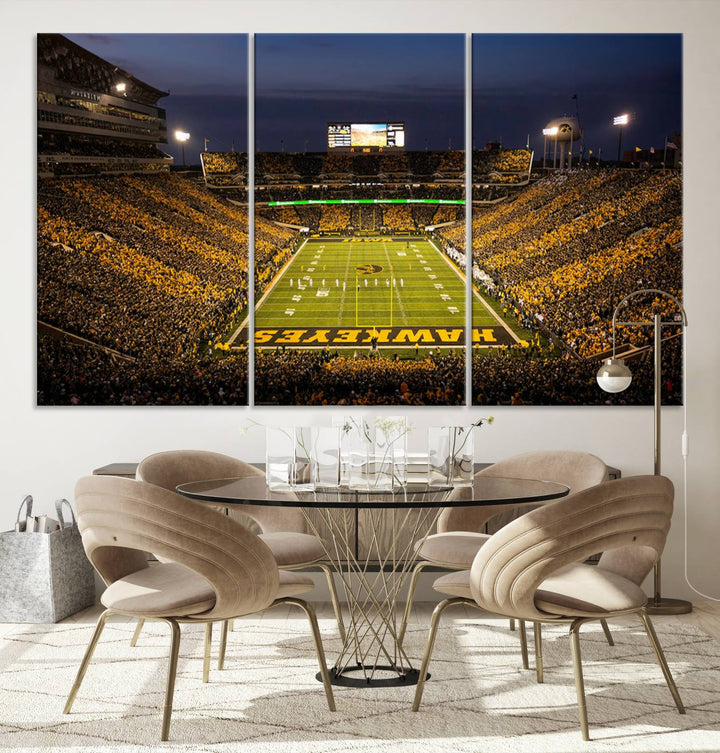 Iowa University Hawkeyes Football Team Print - Iowa City Kinnick Stadium Wall Art Canvas Print