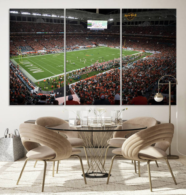 Miami Hurricanes Football Team Print - Miami Hard Rock Stadium Wall Art Canvas Print