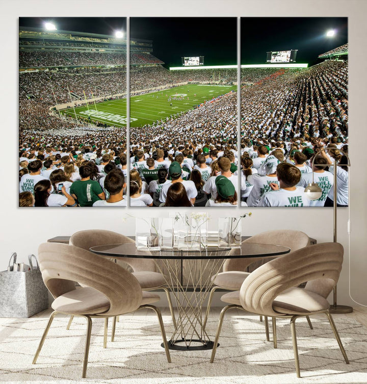 Michigan State Spartans Football Team Print - East Lansing Spartan Stadium Wall Art Canvas Print