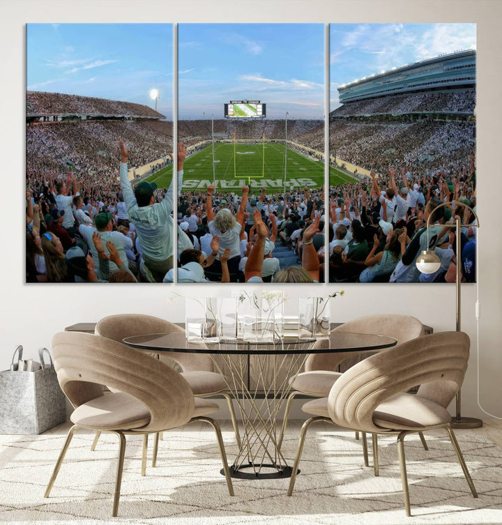 Michigan State Spartans Football Team Print - East Lansing Spartan Stadium Wall Art Canvas Print