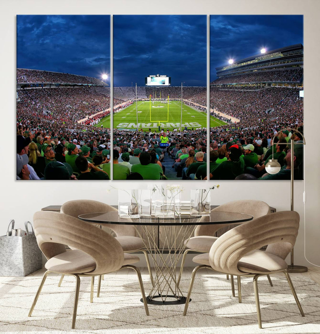 Michigan State Spartans Football Team Print - East Lansing Spartan Stadium Wall Art Canvas Print