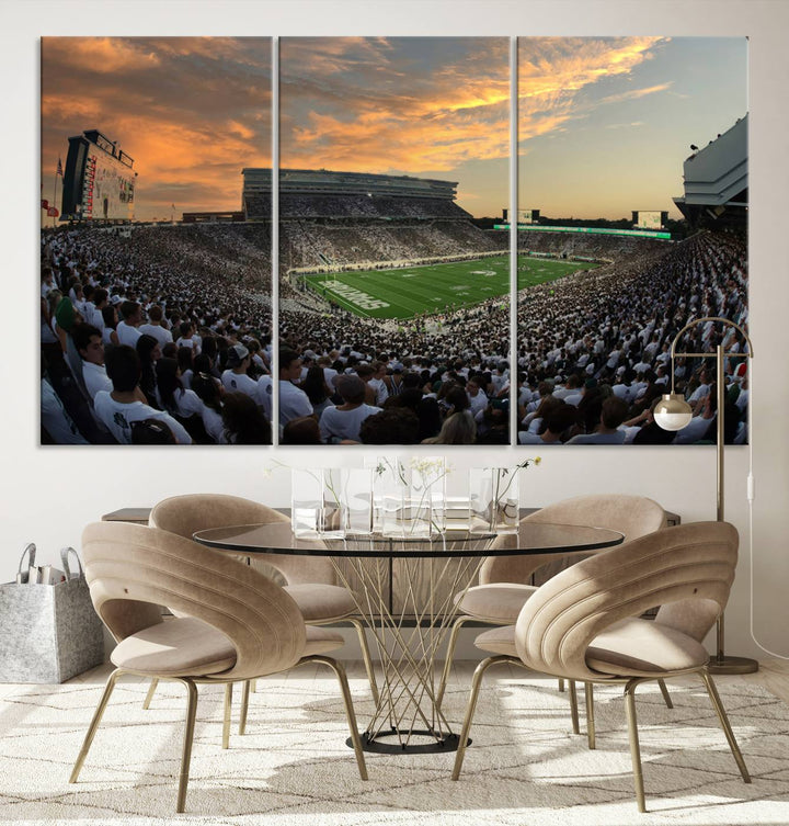 Michigan State Spartans Football Team Print - East Lansing Spartan Stadium Wall Art Canvas Print