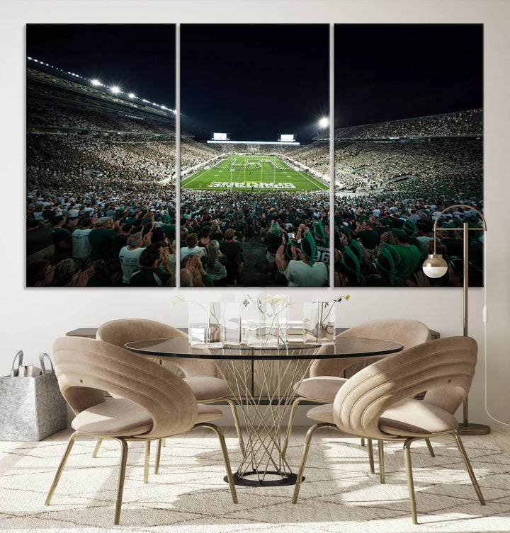 Michigan State Spartans Football Team Print - East Lansing Spartan Stadium Wall Art Canvas Print