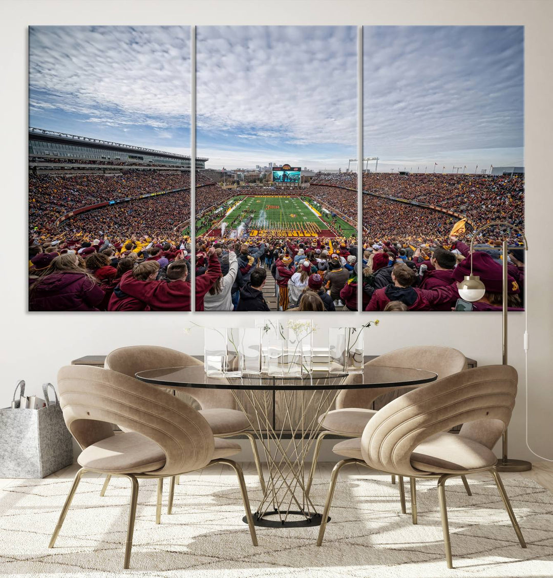 University of Minnesota Golden Gophers Football Team Print - Minneapolis Huntington Bank Stadium Wall Art Canvas Print