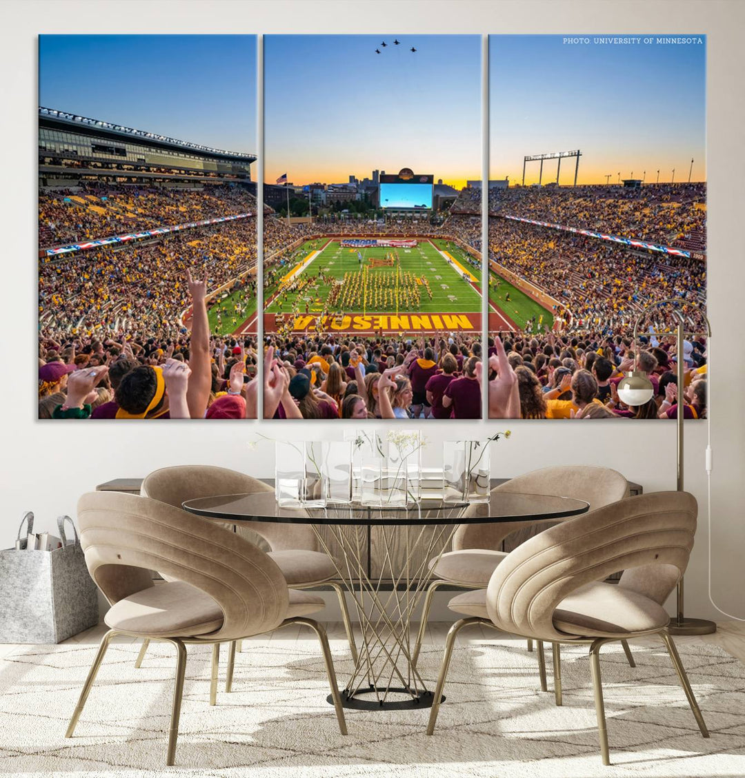 University of Minnesota Golden Gophers Football Team Print - Minneapolis Huntington Bank Stadium Wall Art Canvas Print