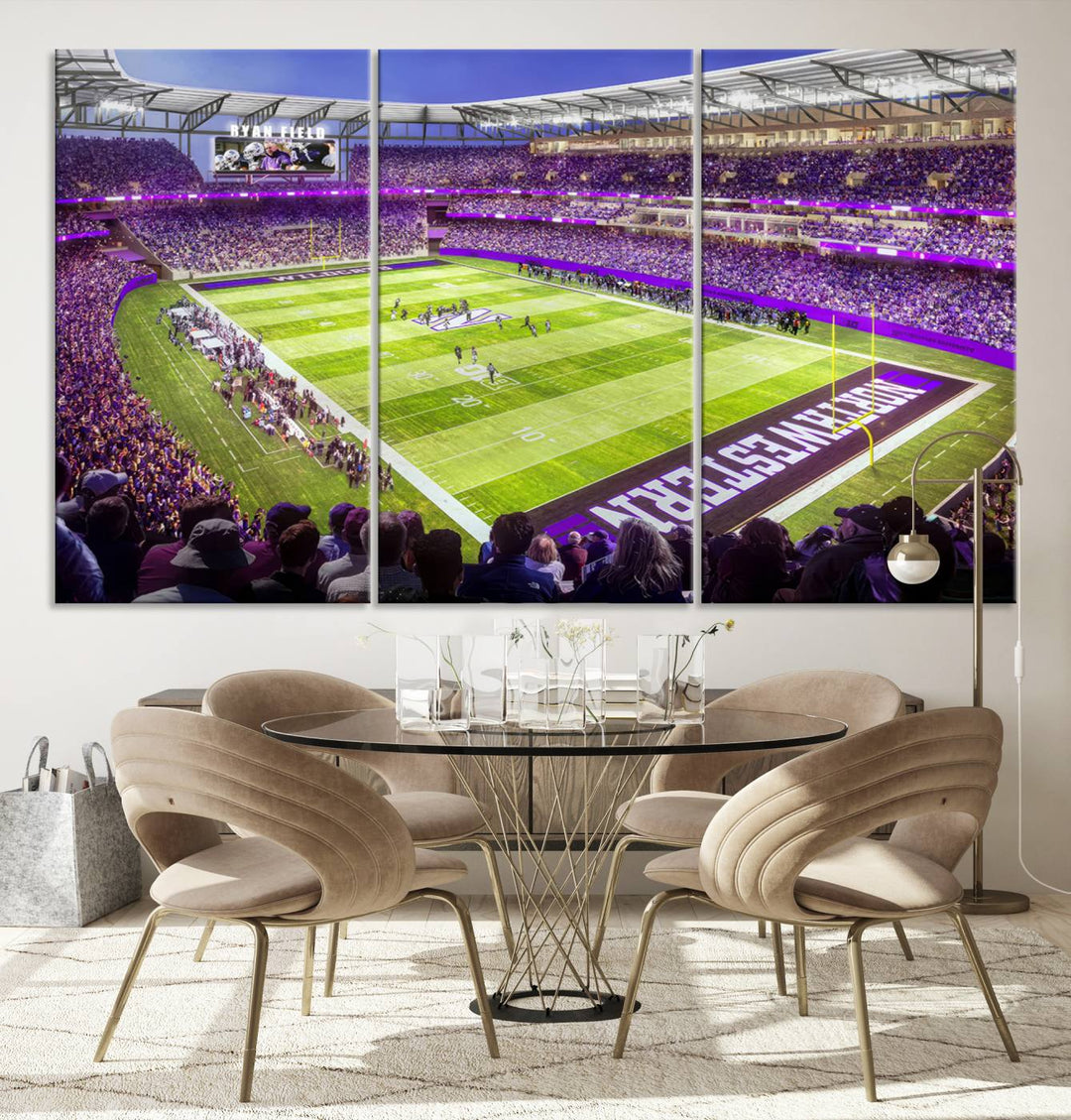 Northwestern University Wildcats Football Team Print - Evanston Ryan Field Wall Art Canvas Print