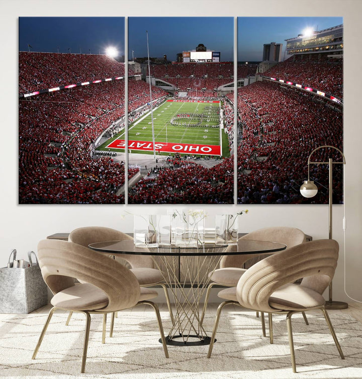 Ohio State University Buckeyes Football Team Print - Columbus Ohio Stadium Wall Art Canvas Print