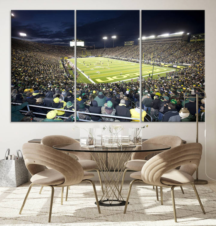 University of Oregon Ducks Football Team Print - Eugene Autzen Stadium Wall Art Canvas Print