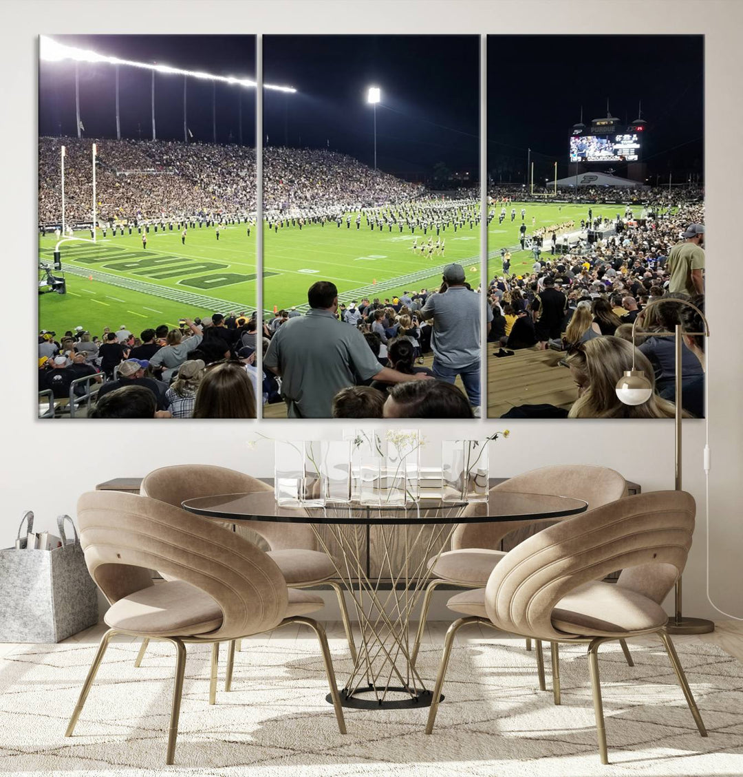 Purdue University Boilermakers Football Team Print - West Lafayette Ross-Ade Stadium Wall Art Canvas Print