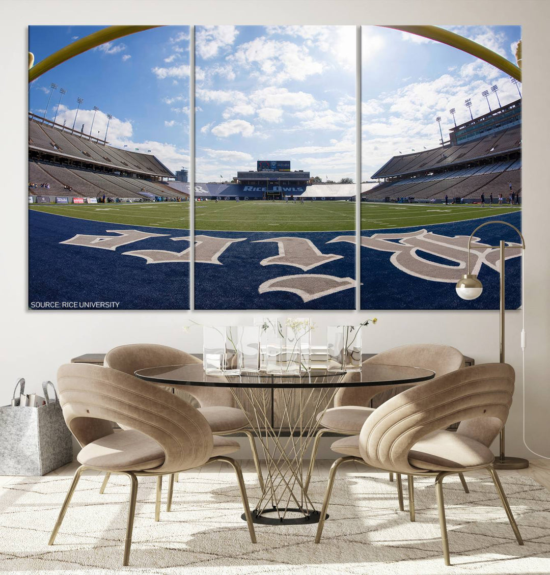 Rice University Owls Football Team Print - Houston Rice Stadium Wall Art Canvas Print