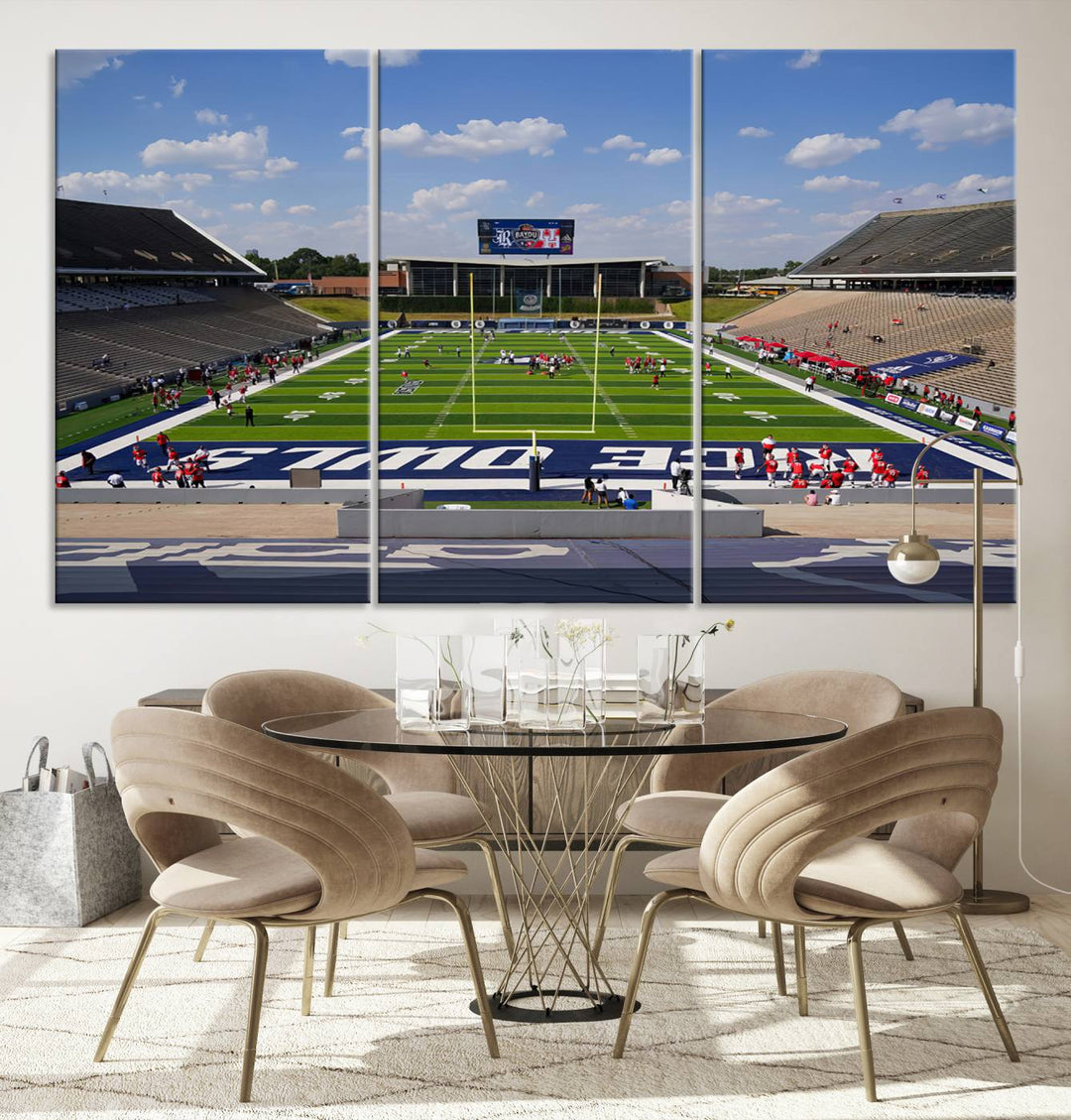 Rice University Owls Football Team Print - Houston Rice Stadium Wall Art Canvas Print