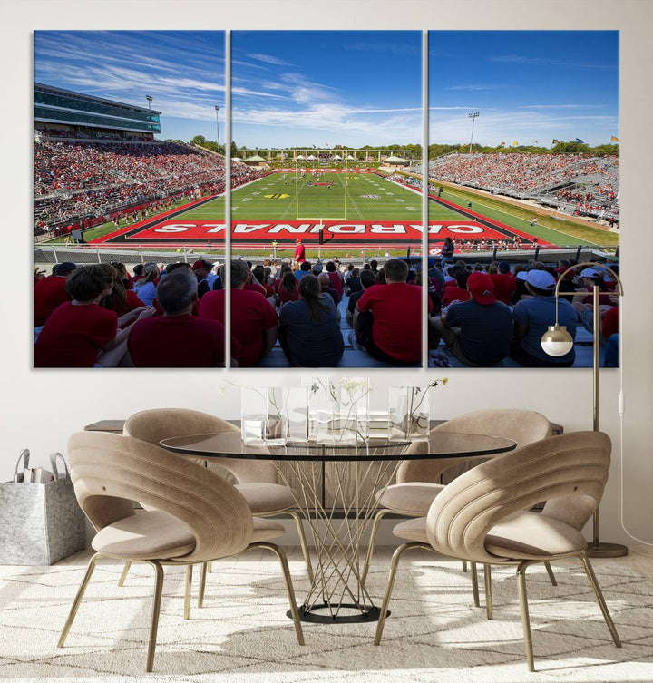 Ball State Cardinals Football Team Print - Muncie Scheumann Stadium Wall Art Canvas Print