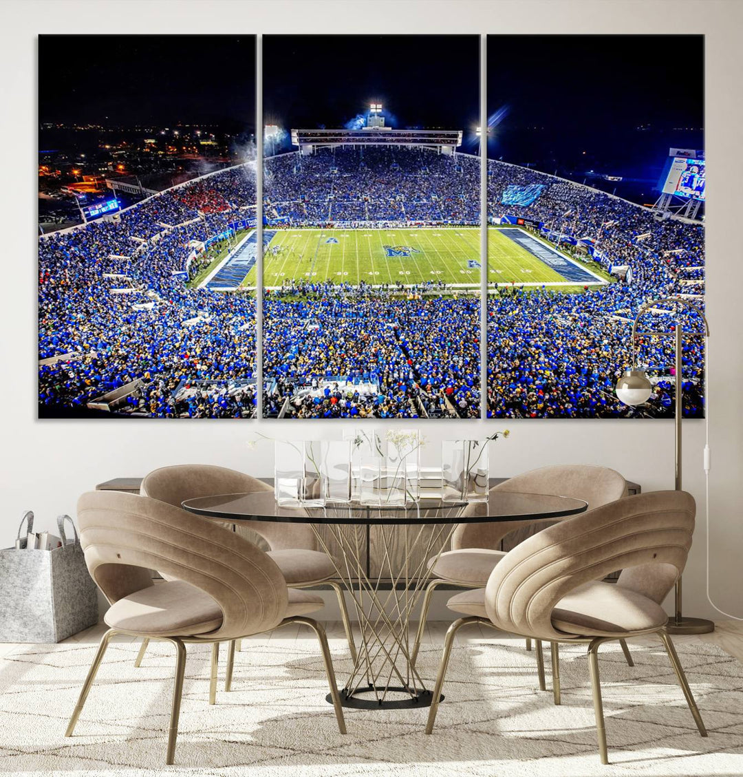 University of Memphis Tigers Football Team Print - Memphis Simmons Bank Liberty Stadium Wall Art Canvas Print