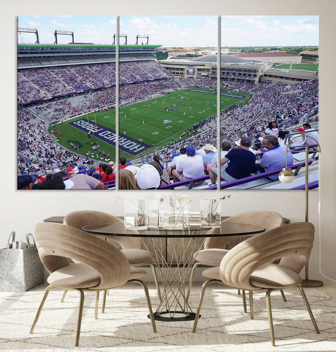 The Texas Christian University TCU Horned Frogs Football Team Print - Fort Worth Amon G. Carter Stadium Wall Art Canvas Print