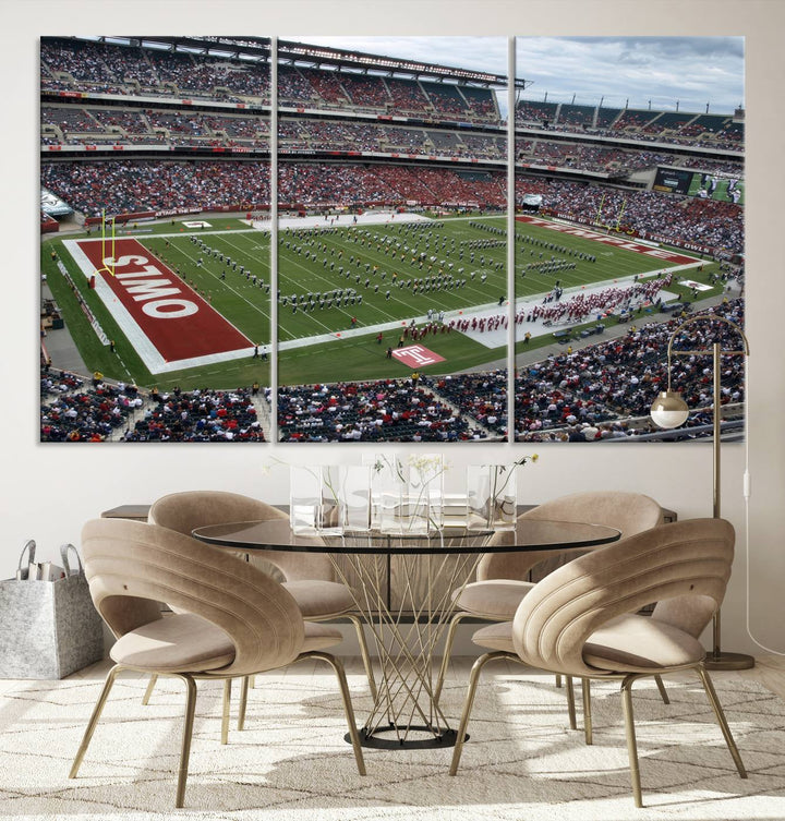 The Temple University Owls Athletics Team Print - Philadelphia Lincoln Financial Field Stadium Wall Art Canvas Print