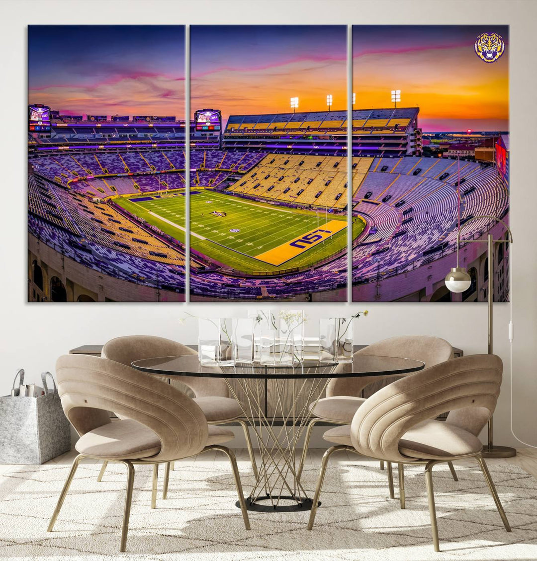 The Louisiana State University Tigers Football Team Print - Baton Rouge Tiger Stadium Wall Art Canvas Print