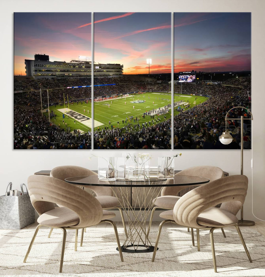 The University of Connecticut UCONN Huskies Football Team Print - East Hartford Pratt & Whitney Stadium Wall Art Canvas Print