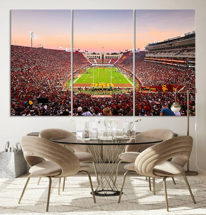 The University of Southern California USC Trojans Football Team Print - Los Angeles Memorial Coliseum Stadium Wall Art Canvas Print