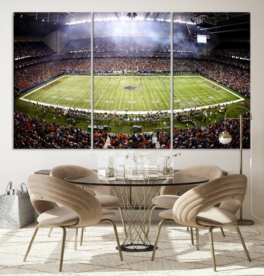 The University of Texas at San Antonio Roadrunners Football Team Print - San Antonio Alamodome Wall Art Canvas Print