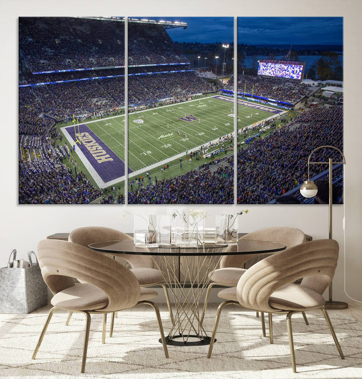 The University of Washington Huskies Football Team Print - Seattle Husky Stadium Wall Art Canvas Print