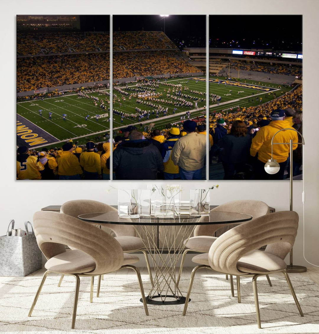 West Virginia Uni Mountaineers Football Canvas Wall Art Print.