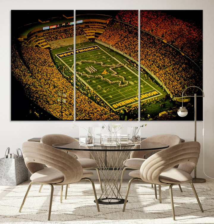 West Virginia University Mountaineers Football Team Print - Milan Puskar Stadium Canvas Print Wall Art, Morgantown City Print