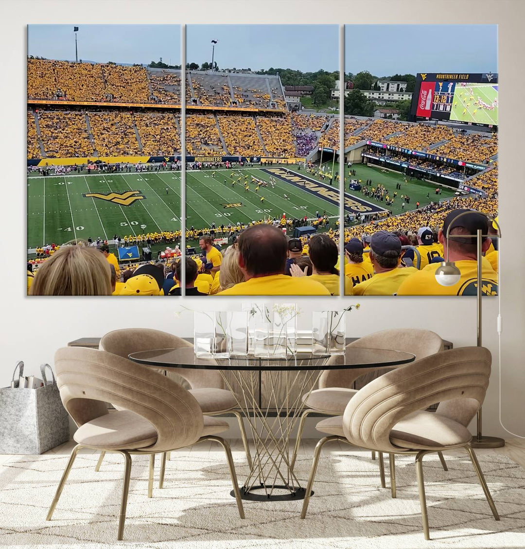 West Virginia University Mountaineers Football Team Print - Milan Puskar Stadium Canvas Print Wall Art, Morgantown Print