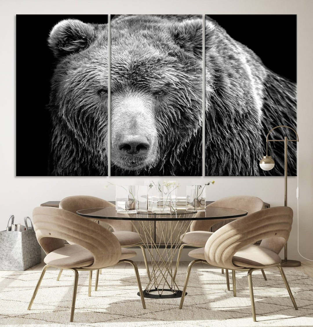 Grizzly Bear Canvas Print | Ready to Hang Wall Art | Rustic Farmhouse & Cabin Decor | Wildlife Artwork