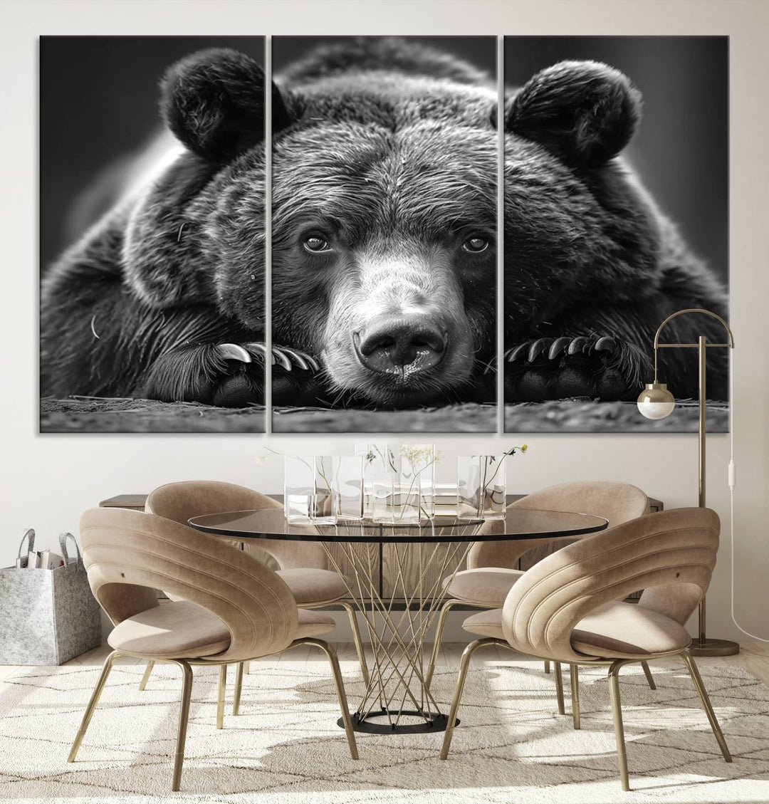 Resting Grizzly Bear Canvas Print | Ready to Hang Wall Art | Rustic Cabin & Farmhouse Decor | Wildlife Art