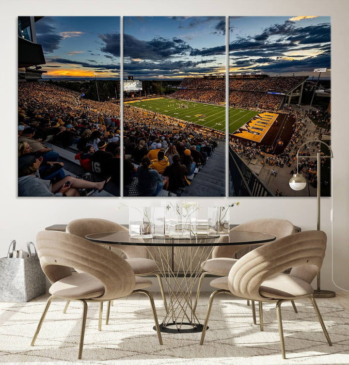 Cowboy Football War Memorial Stadium Wall Art | Ready to Hang Canvas Print of College Football Stadium at Sunset | Perfect for Sports Fans and Football Enthusiasts