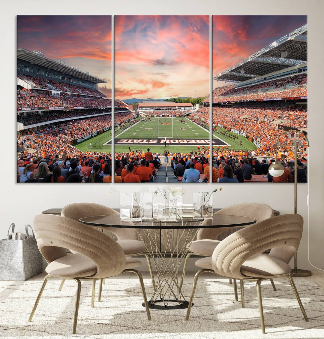 Oregon State Beavers Football Team Print - Corvallis Reser Stadium Wall Art Canvas Print