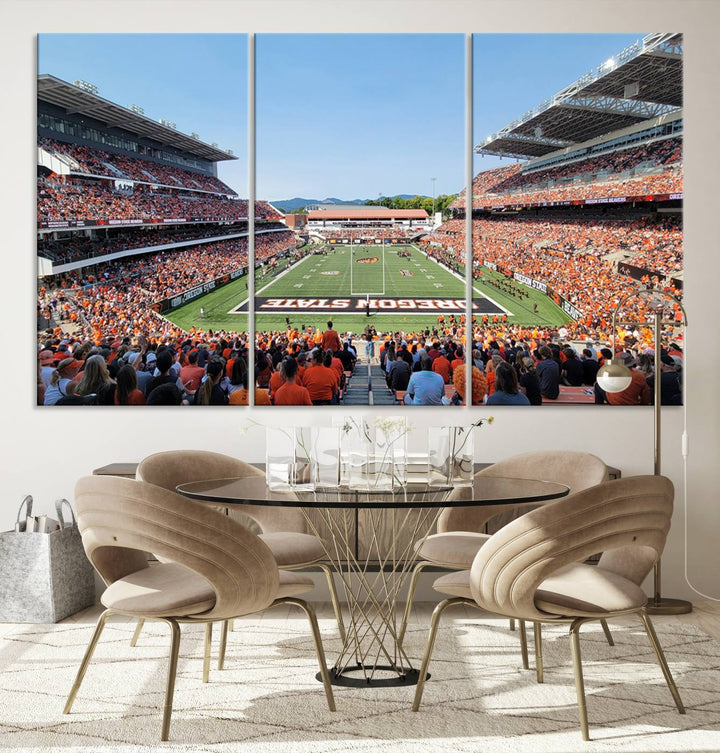 Oregon State Beavers Football Team Print - Corvallis Reser Stadium Wall Art Canvas Print