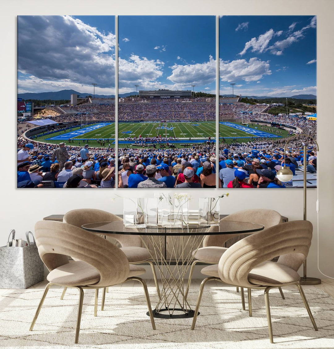 Air Force Falcons Football Team Print - Colorado Springs Falcon Stadium Wall Art Canvas Print